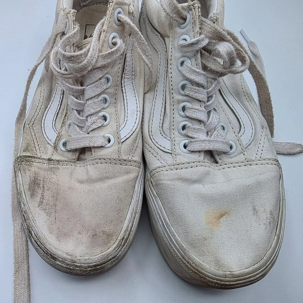 Vans Old Skool Platform Womens Size 8.5 Triple White Athletic Shoes Walking